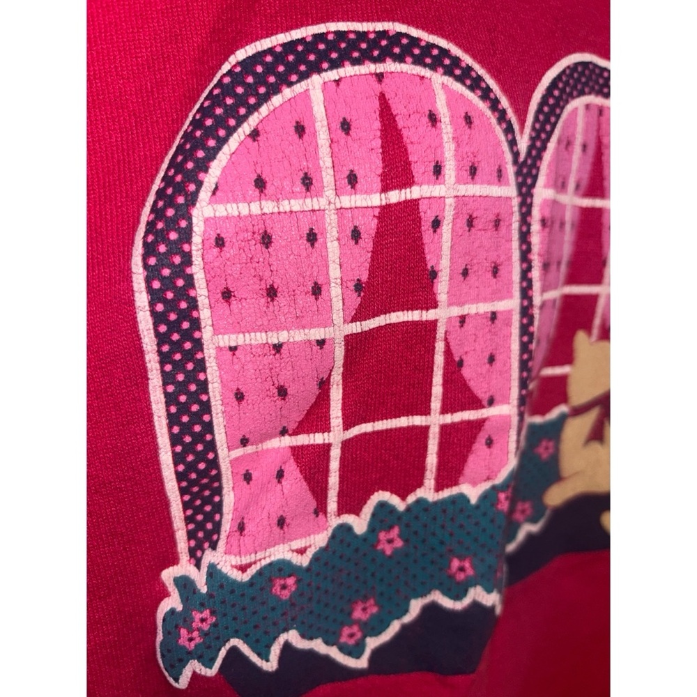 Hot Pink Cat Graphic Sweatshirt with White Collar - Picture 4 of 7